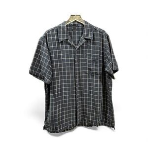 Club Room Navy Checkered Button Down Shirt -L